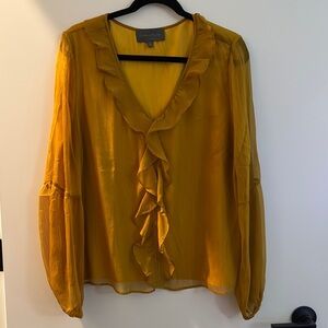 Anthropologie Yellow Ruffled Blouse